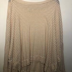 Gold and White Wide Sleeve Striped Tunic Top